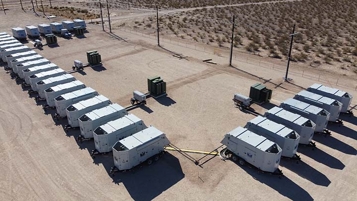 Aerial drone image of a microgrid to represent the benefits of microgrid, image of a Mesa Power Solutions microgrid set up.