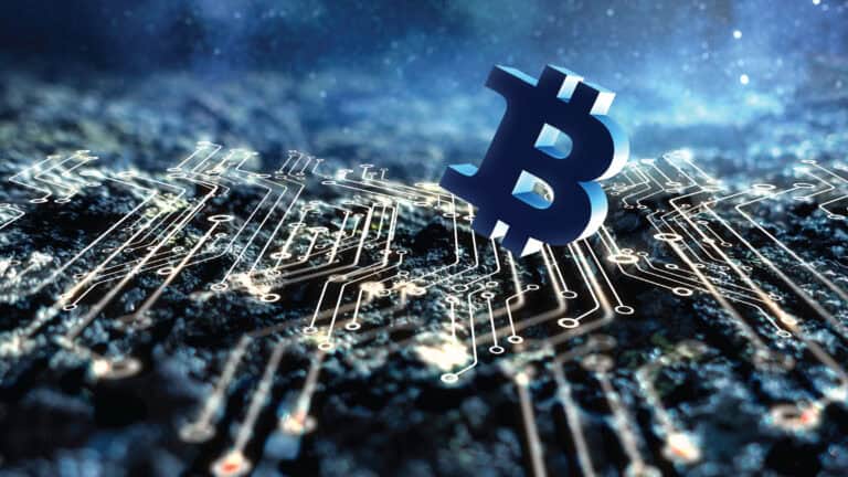 This stock image shows a crypto mining background graphic.