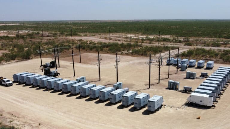An aerial drone image of a natural gas generator microgrid to supplement the problems microgrids can solve.
