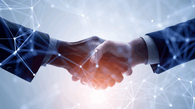 This picture portrays two hands shaking in partnership, highlighting the importance of collaborative relationships with like-minded people, organizations and industry leaders. Together, these pillars embody Mesa Power Solutions' strategy as the next generation of power and energy, working towards a resilient future in power solutions.