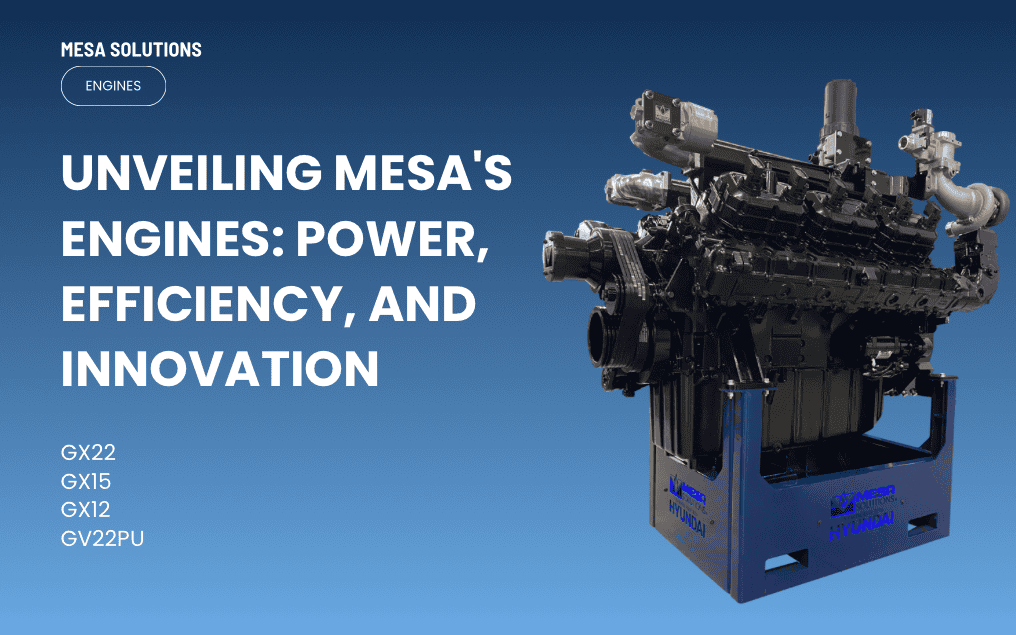 A photo of Mesa Power Solutions engines, emphasizing their advanced technology and efficiency. The specifically designed engines showcase innovation and reliability, making them a top choice for various applications when it comes to more power and energy for various applications like data centers or mission-critical industries.