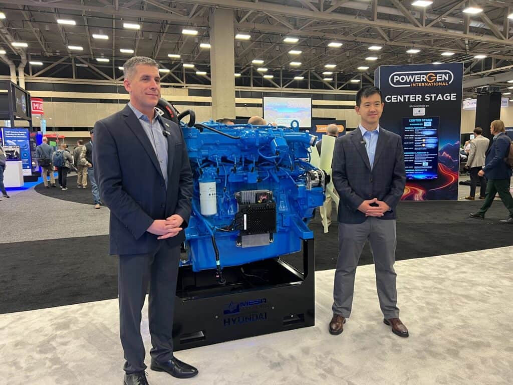 Mesa Power Solutions CEO and Modern Hydrogen CEO together at POWERGEN International in Dallas, TX.