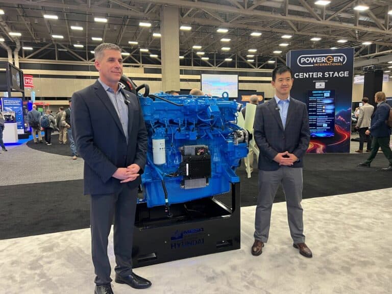 Mesa Power Solutions CEO and Modern Hydrogen CEO together at POWERGEN International in Dallas, TX.