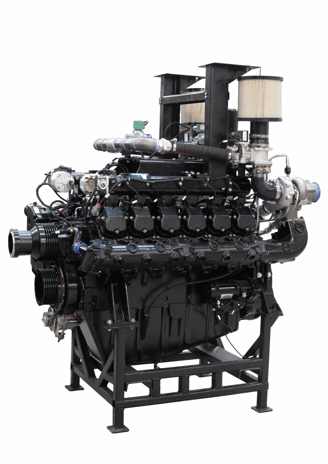 Industrial generator engine with a transparent background from Mesa Power Solutions, engineered for durability, efficiency, and high-performance power generation in demanding energy and microgrid applications.