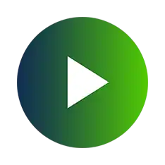 Colored play button icon with transparent background