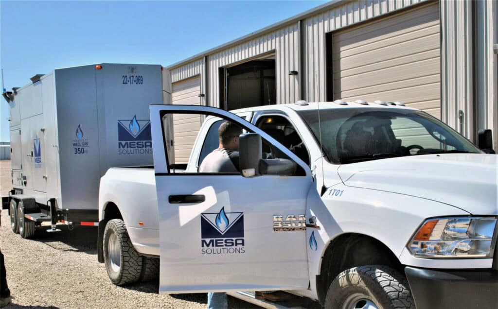 A Mesa Power Solutions truck with a 350kW natural gas generator.