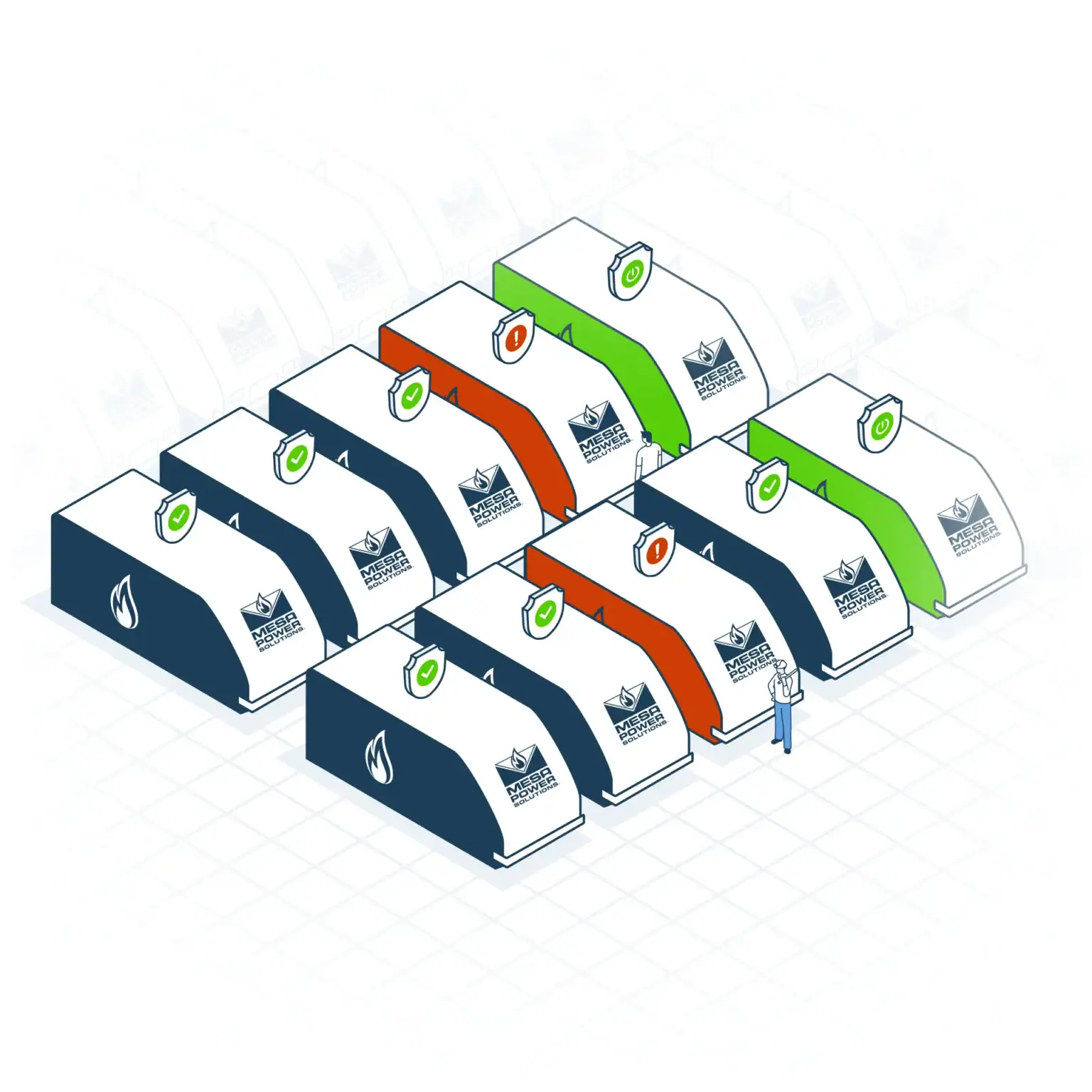 Mesa Power Solutions power yard drawing mockup showing swarm resiliency for data centers.