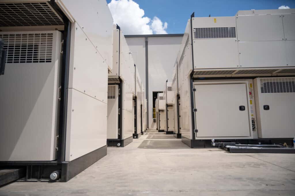 PowerCore units lined up, ready for use by mission-critical facilities.