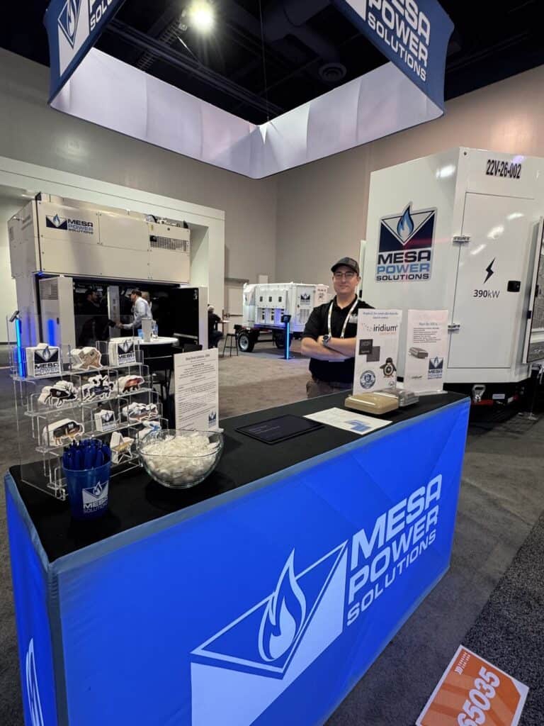 Mesa Power Solutions booth at CONEXPO 2026 showcasing natural gas generator power systems.